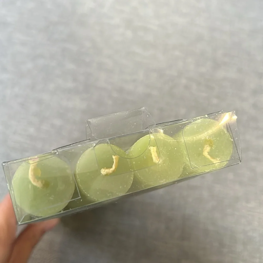 Crate & Barrel Green Glimmer Tapers Candles Set of Four 10” / 25.4cm